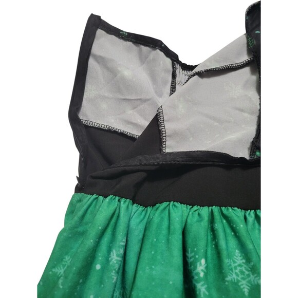 Christmas Holiday Santa Cat Dress Medium Black Halter Silky Fit & Flair C24 - Picture 7 of 11